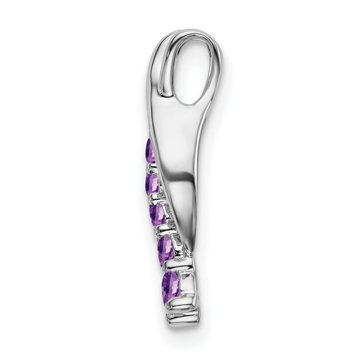 14k White Gold Ichthys Pendant with Amethyst, Christian Fish Symbol, Religious Jewelry for Women