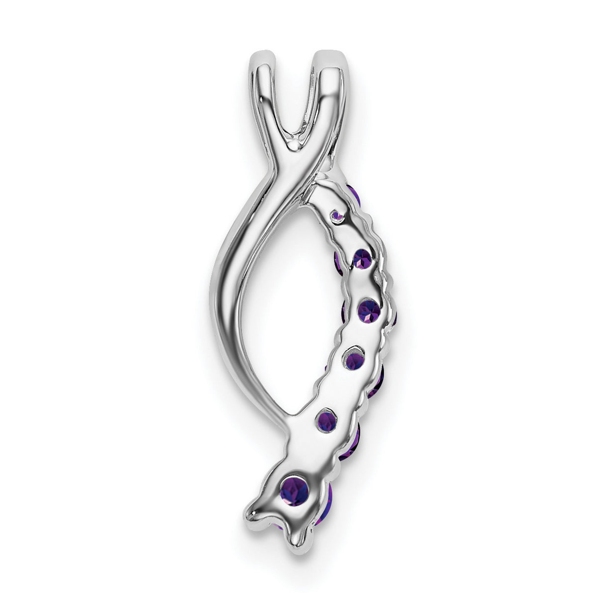 14k White Gold Ichthys Pendant with Amethyst, Christian Fish Symbol, Religious Jewelry for Women