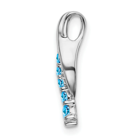 14k White Gold Ichthys Fish Pendant with Swiss Blue Topaz, Christian Symbol Jewelry for Women