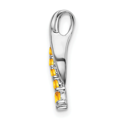 14k White Gold Ichthys Pendant with Citrine, Christian Fish Symbol Religious Jewelry for Women