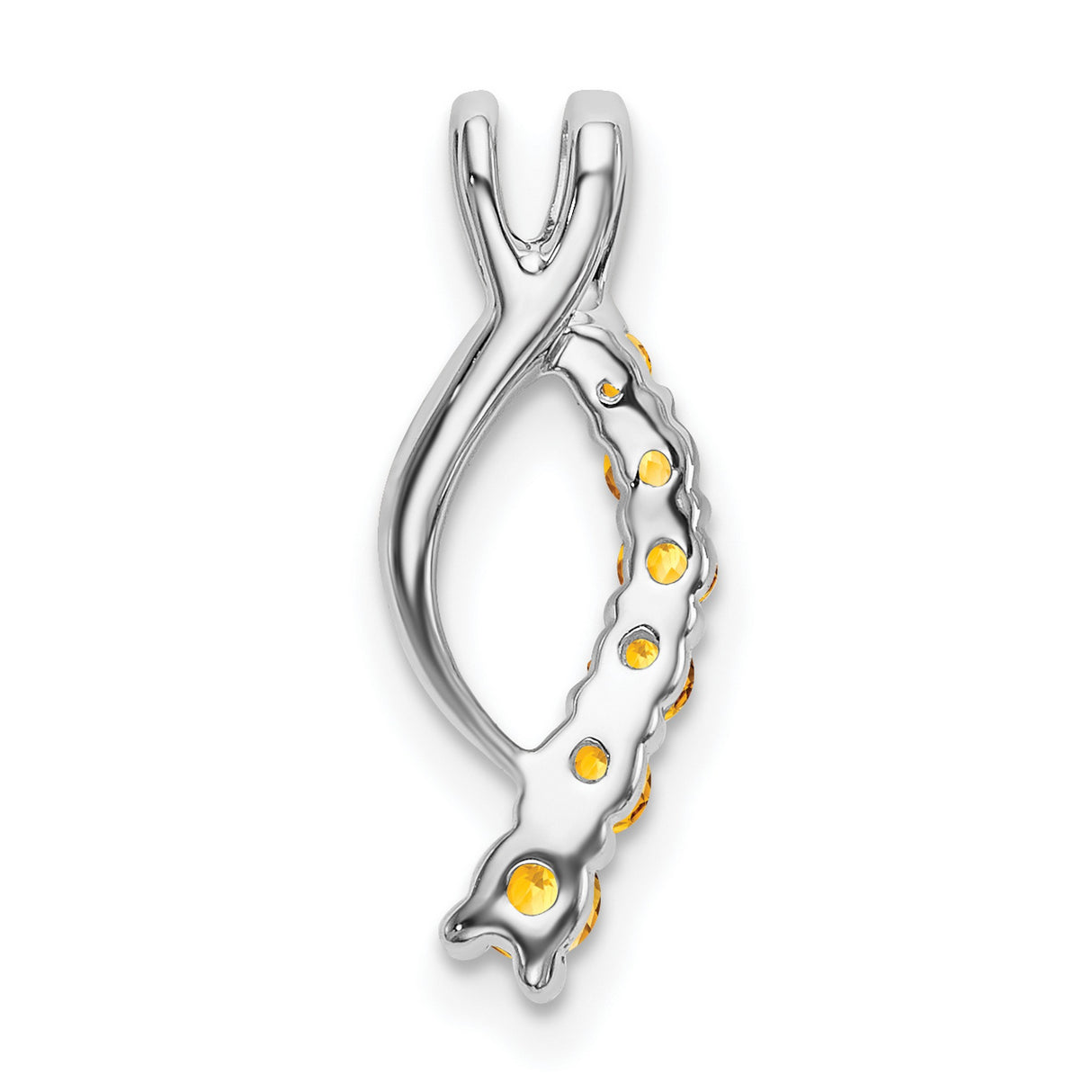 14k White Gold Ichthys Pendant with Citrine, Christian Fish Symbol Religious Jewelry for Women