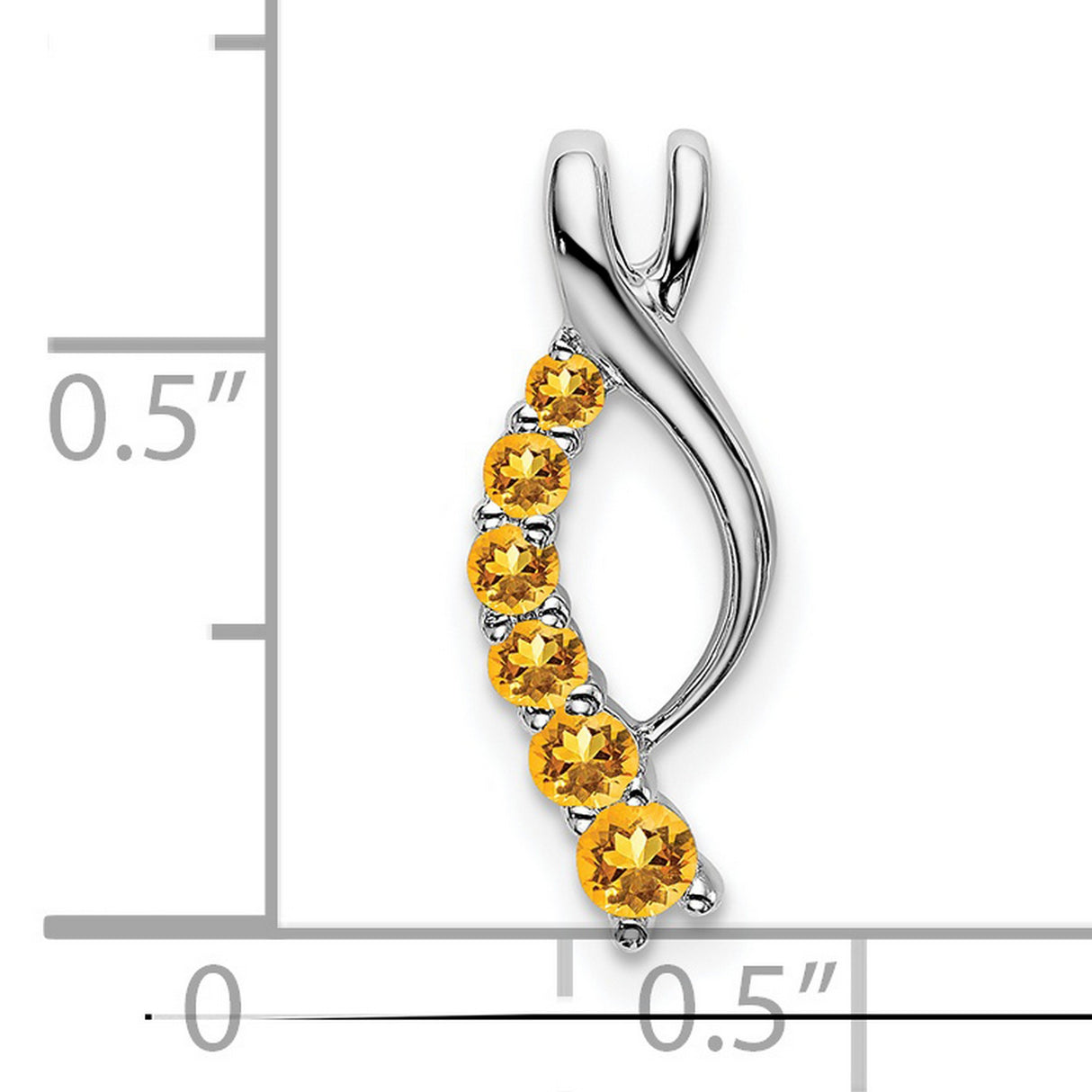 14k White Gold Ichthys Pendant with Citrine, Christian Fish Symbol Religious Jewelry for Women