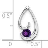 14k White Gold Teardrop Pendant with Amethyst, Open Curve Design