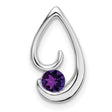 14k White Gold Teardrop Pendant with Amethyst, Open Curve Design
