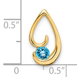 Blue Topaz Chain Slide Charm Pendant in Real 14k Yellow Gold