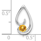 14k White Gold Teardrop Pendant with Citrine, Open Swirl Design, Modern Minimalist Style