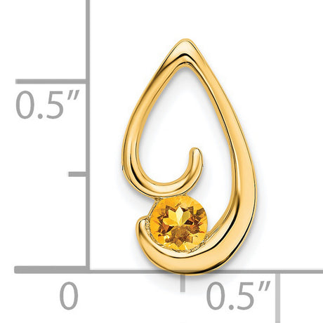 14k Yellow Gold Teardrop Pendant with Citrine Gemstone, Modern Minimalist Charm for Women