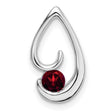 14k White Gold Teardrop Pendant with Garnet, Modern Symbolic Jewelry for Women