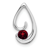 14k White Gold Teardrop Pendant with Garnet, Modern Symbolic Jewelry for Women