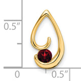 14k Yellow Gold Pendant with Round Garnet, Modern Teardrop Design, Minimalist Jewelry for Women