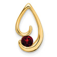 14k Yellow Gold Pendant with Round Garnet, Modern Teardrop Design, Minimalist Jewelry for Women