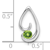 14k White Gold Teardrop Pendant with Round Peridot and Open Swirl Design