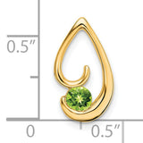 14k Yellow Gold Teardrop Pendant with Round Peridot, Open Swirl Design, August Birthstone