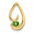 14k Yellow Gold Teardrop Pendant with Round Peridot, Open Swirl Design, August Birthstone