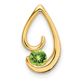 14k Yellow Gold Teardrop Pendant with Round Peridot, Open Swirl Design, August Birthstone