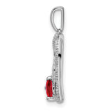 14k White Gold Heart Pendant with Ruby and Diamond Accents, Sentimental Jewelry for Women