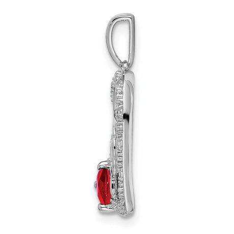 14k White Gold Heart Pendant with Ruby and Diamond Accents, Sentimental Jewelry for Women