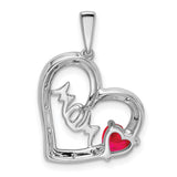14k White Gold Heart Pendant with Ruby and Diamond Accents, Sentimental Jewelry for Women