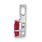 14k White Gold Pendant with Cushion-Cut Ruby and Diamond Accent