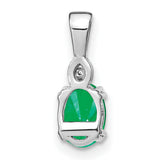 14k White Gold Emerald Pendant with Diamond Accents in Marquise Design for Women
