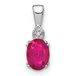 14k White Gold Ruby and Diamond Pendant with Marquise Setting, July Birthstone Jewelry