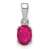14k White Gold Ruby and Diamond Pendant with Marquise Setting, July Birthstone Jewelry