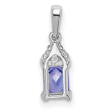 14k White Gold Pendant with Citrine and Diamond Accents, Romantic Design for Women