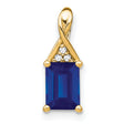 14k Yellow Gold Pendant with Emerald Cut Sapphire and Diamond Accents in Triangle Setting