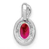 14k White Gold Ruby Pendant with Diamond Halo, Infinity Swirl Design