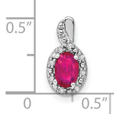 14k White Gold Ruby Pendant with Diamond Halo, Infinity Swirl Design