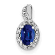 14k White Gold Pendant with Oval Blue Sapphire and Diamond Twisted Halo Infinity Design