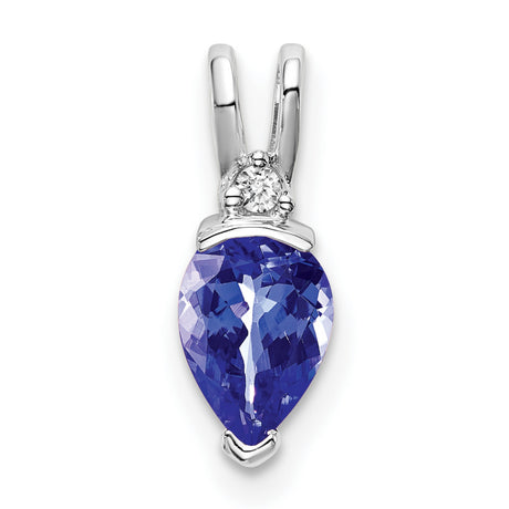 14k White Gold Teardrop Pendant with Pear Tanzanite and Diamond Accent