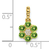 14k Yellow Gold Flower Pendant with Peridot and Diamond Accent, Nature-Inspired Design for Women
