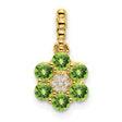 14k Yellow Gold Flower Pendant with Peridot and Diamond Accent, Nature-Inspired Design for Women