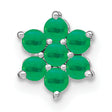 14k White Gold Emerald Flower Pendant with Seven Round Gemstones Floral Design