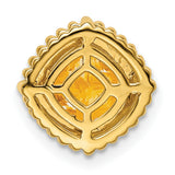 14k Yellow Gold Ring with Cushion Cut Citrine, Beaded Border, Starburst Design