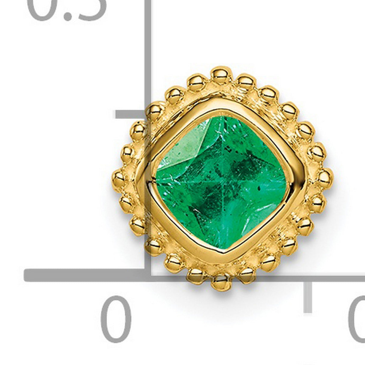 14k Yellow Gold Stud Earrings with Emerald in Textured Bezel Setting