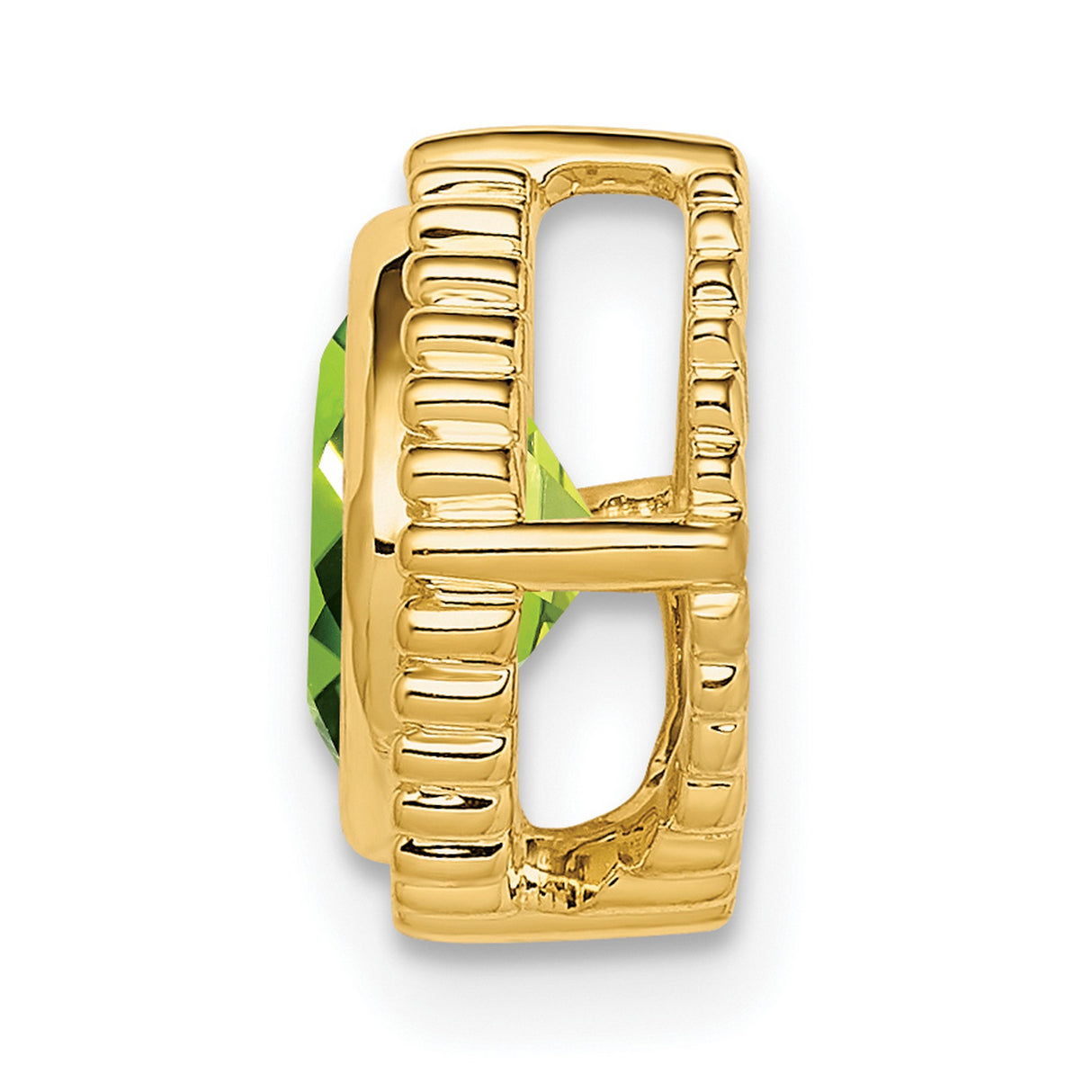 14k Yellow Gold Pendant with Cushion Cut Peridot and Beaded Edging, August Birthstone Jewelry