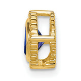 14k Yellow Gold Cushion Cut Sapphire Stud Earrings with Beaded Frame Design