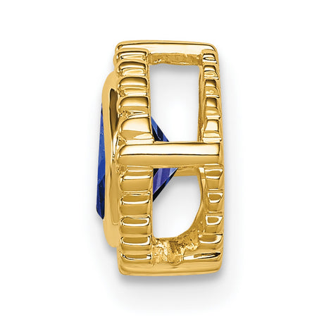 14k Yellow Gold Cushion Cut Sapphire Stud Earrings with Beaded Frame Design