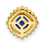 14k Yellow Gold Cushion Cut Sapphire Stud Earrings with Beaded Frame Design