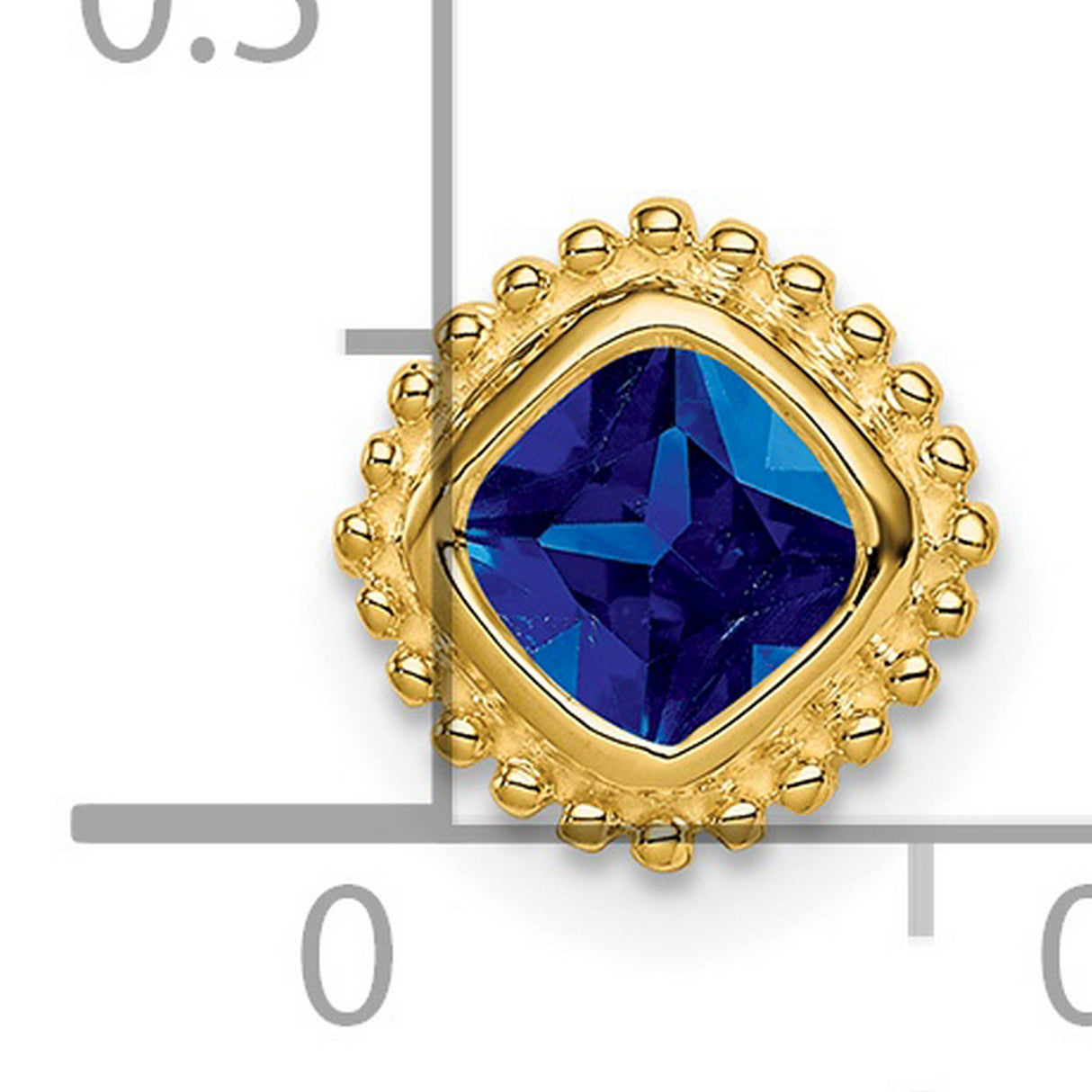 14k Yellow Gold Cushion Cut Sapphire Stud Earrings with Beaded Frame Design