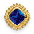 14k Yellow Gold Cushion Cut Sapphire Stud Earrings with Beaded Frame Design