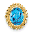 14k Yellow Gold Ring with Swiss Blue Topaz, Oval Cut, Beaded Frame Design