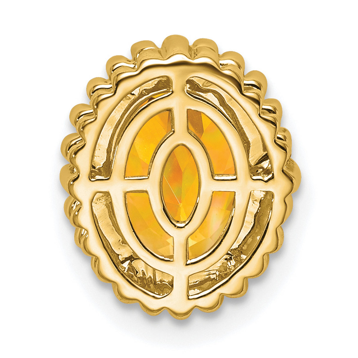 14k Yellow Gold Cocktail Ring with Oval Citrine, Beaded Border Design, Statement Style