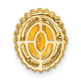 14k Yellow Gold Cocktail Ring with Oval Citrine, Beaded Border Design, Statement Style