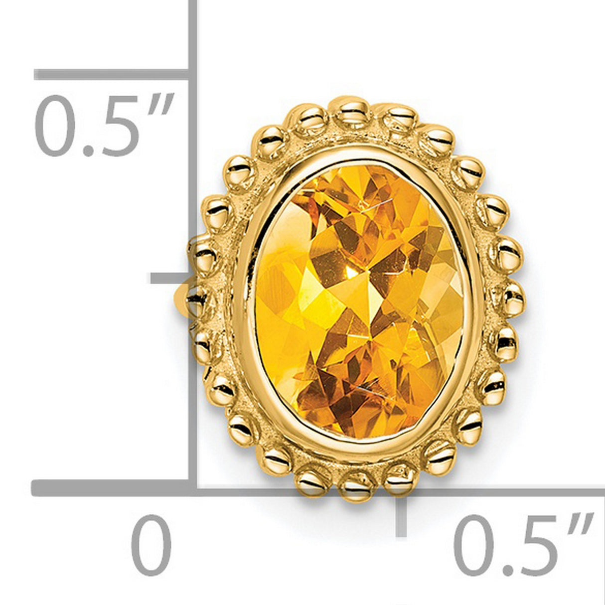 14k Yellow Gold Cocktail Ring with Oval Citrine, Beaded Border Design, Statement Style