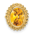 14k Yellow Gold Cocktail Ring with Oval Citrine, Beaded Border Design, Statement Style