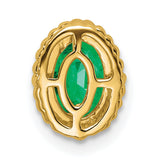 14k Yellow Gold Oval Pendant with Emerald, Textured Vintage-Inspired Design
