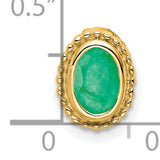 14k Yellow Gold Oval Pendant with Emerald, Textured Vintage-Inspired Design